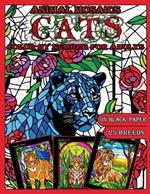 Mosaic Animals: Cats: Color by Number for Adults: Stained Glass Activity Coloring Book with Dazzling Dogs, Color Quest on Black Paper, Puzzle Activities for Relaxation and Stress Relief Black Background