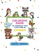 Coloring book, 50 animals you can find in Canada