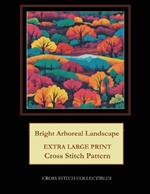 Bright Arboreal Landscape: Extra Large Print Cross Stitch Pattern