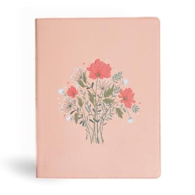 CSB Illustrator's Notetaking Bible, Large Print Edition, Peach Bouquet Leathertouch - Csb Bibles by Holman - cover