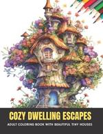 Cozy Dwelling Escapes: Adult Coloring Book with Beautiful Tiny Houses, 50 pages, 8.5 x 11 inches