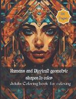 Humans and Difficult geometric shapes to color: Adults Coloring book for relaxing