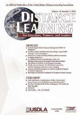 Distance Learning Volume 19 Number 3 2022 - cover