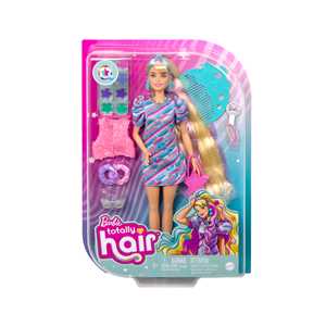 Giocattolo Barbie - Super Chioma Bambola con abito a stelle, capelli fantasia lunghi 21,6cm, abito, 15 accessori alla moda Barbie