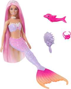 Giocattolo Barbie - Malibu Sirena, Bambola con Capelli Rosa e accesory per Lo styiling, Funzione Cambia Colore in Acqua Barbie