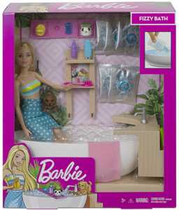 Giocattolo Barbie Vasca da Bagno Playset con Bambola Bionda e Accessori, Giocattolo per Bambini 3+ Anni. Mattel (GJN32) Barbie