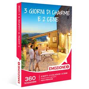 Idee regalo EMOZIONE3 - 3 giorni di charme e 2 cene - Cofanetto regalo - 2 notti, 2 colazioni e 2 cene per 2 persone Emozione3