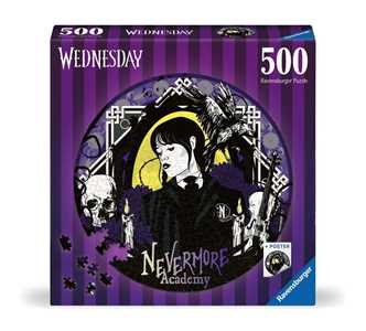 Giocattolo Ravensburger - Puzzle Rotondo Mercoledì Addams, Round Puzzle 500 Pezzi, Puzzle Adulti Ravensburger