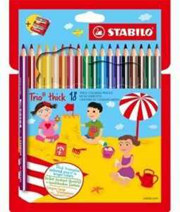 Cartoleria Matita colorata triangolare - STABILO Trio thick - Astuccio da 18 + temperino - Colori assortiti STABILO