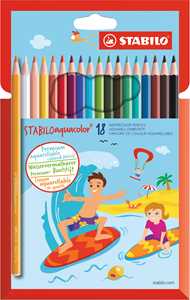 Cartoleria Matita colorata acquarellabile - STABILOaquacolor - Astuccio da 18 - Colori assortiti STABILO