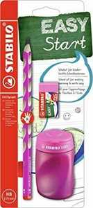 Cartoleria School Set - STABILO EASYgraph in Rosa per Destrimani - con Gomma + Temperino STABILO