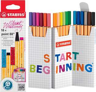 Cartoleria Fineliner - STABILO point 88 - ZIG ZAG Set da 18 - Colori assortiti STABILO