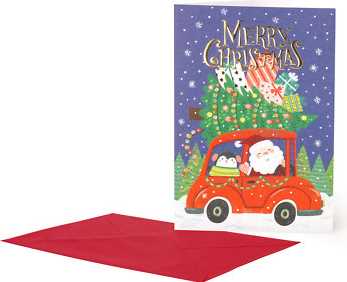 Cartoleria Biglietto di Auguri Grande - Auto di Babbo Natale Legami