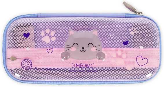 Cartoleria Legami - Astuccio Wonderwow, Tema Kitty, 2 Scomparti e Portapenne interno, Chiusura a Zip, 23x11x5 cm Legami