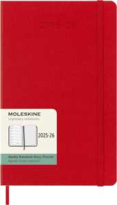Cartoleria Agenda settimanale Moleskine 2025-26, con spazio per note 18 mesi, Large, Copertina rigida, Rosso scarlatto - Large 13x21 Moleskine
