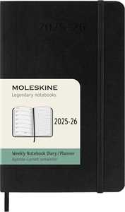 Cartoleria Agenda settimanale Moleskine 2025-26, con spazio per note 18 mesi, Pocket, Copertina morbida, Nero - Pocket 9x14 Moleskine