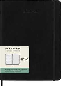 Cartoleria Agenda settimanale Moleskine 2025-26, con spazio per note 18 mesi, XL, Copertina morbida, Nero - XL 19x25 Moleskine